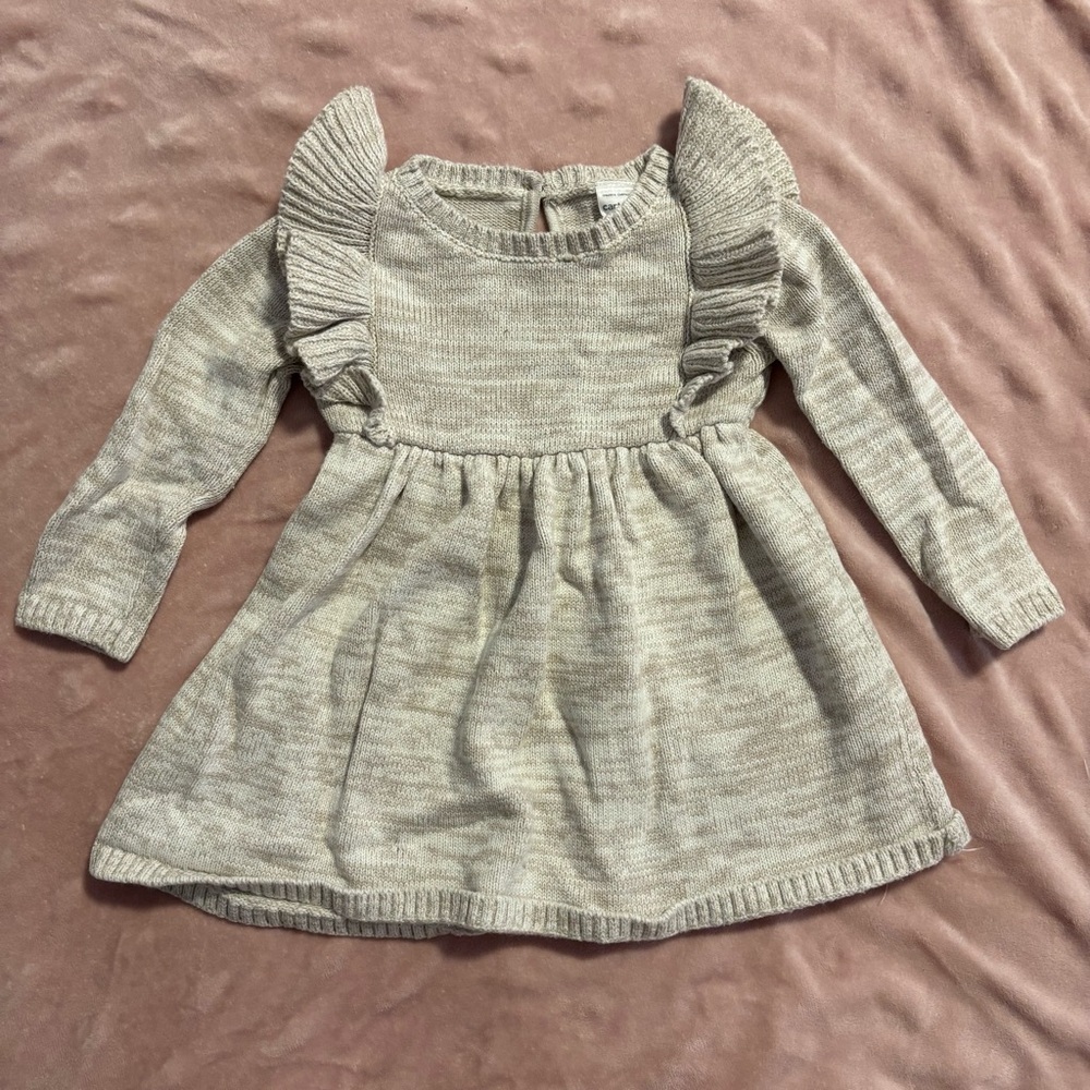 Carter's Light Gray Ruffle Sleeve Dress